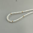 Rainbow Moonstone Gemstone Beads Necklace: 22.85gms Natural Moonstone Plain Rondelle Brass Necklace 19" Necklace June Birthstone