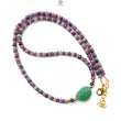 Zoisite Ruby & Blue Sapphire Gemstone Beads Necklace: Natural Untreated Ruby, Green Quartzite Plain Rondelle Brass Necklace 18" 1 Strand