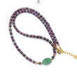 Zoisite Ruby & Blue Sapphire Gemstone Beads Necklace: Natural Untreated Ruby, Green Quartzite Plain Rondelle Brass Necklace 18" 1 Strand