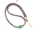 Zoisite Ruby & Blue Sapphire Gemstone Beads Necklace: Natural Untreated Ruby, Green Quartzite Plain Rondelle Brass Necklace 18" 1 Strand