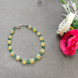 Opal & Quartz Beads Bracelet : 4.38gms 925 Sterling Silver Yellow Opal And Green Quartz Gemstone Briolette Cushion Checker Cut Bracelet 8"