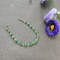 Quartzite & Yellow Opal Gemstone Beads Bracelet: 5.07gms Natural Untreated  925 Sterling Silver Checker Cut Beaded Bracelet 8
