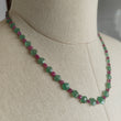 Ruby & Quartz Beads Necklace : 12.08gms 925 Sterling Silver Purple Ruby Green Quartz Briolette Faceted Plain Oval Cushion Necklace 18"