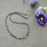 Ruby & Quartz Beads Necklace : 12.08gms 925 Sterling Silver Purple Ruby Green Quartz Briolette Faceted Plain Oval Cushion Necklace 18