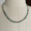 Sapphire & Quartz Beads Necklace :13.86gms 925 Sterling Silver Multi Sapphire Green Quartz Briolette Faceted Round Cushion Necklace 18"