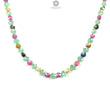 Sapphire & Quartz Beads Necklace :13.86gms 925 Sterling Silver Multi Sapphire Green Quartz Briolette Faceted Round Cushion Necklace 18"