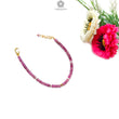 Ruby & Pearl Gemstone Beads Bracelet : 5.46gms Natural Untreated Ruby Plain Round Shape Beaded Bracelet 7.6"