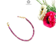 Ruby & Pearl Gemstone Beads Bracelet : 5.46gms Natural Untreated Ruby Plain Round Shape Beaded Bracelet 7.6