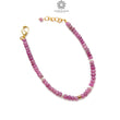 Ruby & Pearl Gemstone Beads Bracelet : 5.46gms Natural Untreated Ruby Plain Round Shape Beaded Bracelet 7.6"