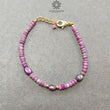 Ruby & Pearl Gemstone Beads Bracelet : 5.71gms Natural Untreated Ruby Plain Round Oval Shape Beaded Bracelet 7.5"