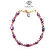 Ruby Gemstone Beads Bracelet : 7.18gms Natural Untreated Ruby Plain Round Oval Shape Beaded Bracelet 7.80"