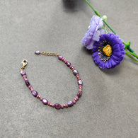 Ruby Gemstone Beads Bracelet : 7.18gms Natural Untreated Ruby Plain Round Oval Shape Beaded Bracelet 7.80