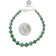 Quartz & Ruby Beads Bracelet : 4.78gms 925 Sterling Silver Green Quartz And Pink Ruby Briolette Cushion Checker Cut Bracelet 8.5"