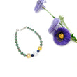 Gemstone Beads Bracelet : 5.96gms Green Quartz Yellow Opal Moonstone Sapphire & Ruby 925 Sterling Sliver Beaded Bracelet Checker Cut 8.25"