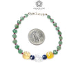 Gemstone Beads Bracelet : 5.45gms Green Quartz Yellow Opal Moonstone Sapphire & Ruby 925 Sterling Sliver Beaded Bracelet Checker Cut 8.5"
