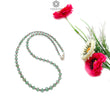 Quartz & Ruby Beads Necklace : 8.5gms 925 Sterling Silver Ruby Green Quartz Briolette Faceted Cushion Necklace 19"