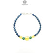 Sapphire & Quartz Opal Gemstone Sterling Silver Bracelet : 6.64gms Blue Sapphire Yellow Opal Gemstone Beaded Bracelet Checker Cut 8"