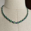 Sapphire & Quartz Beads Necklace : 11.65gms 925 Sterling Silver Blue Sapphire Green Quartz Briolette Faceted Plain Oval Cushion Necklace 18"