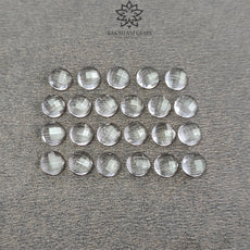 Crystal Quartz Gemstone Checker Cut : 13.70cts Natural White Quartz Gemstone Faceted Round Shape 5mm 23pcs Lot