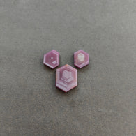 Rosemary Sapphire Gemstone Flat Slices : 68.38cts Natural Untreated Pink Sheen Sapphire Hexagon Shape 20*15mm - 28*21mm 3pcs