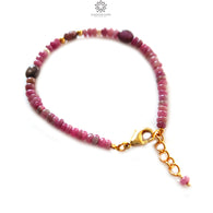 Ruby & Pearl Gemstone Beads Bracelet : 5.71gms Natural Untreated Ruby Plain Round Oval Shape Beaded Bracelet 7.5