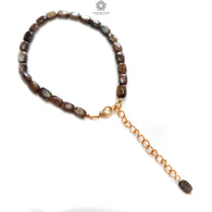 Sapphire Gemstone Beads Bracelet : 8.94gms Natural Untreated Golden Chocolate Sapphire Cushion Beaded Bracelet 9.5