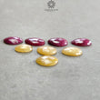 Ruby & Yellow Sapphire Gemstone Rose Cut : 55.60cts Natural Untreated Ruby Sapphire Egg Shape 13*10mm - 17.5*13mm 8pcs