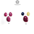 Red Ruby And Blue Yellow Sapphire Gemstone Rose Cut : Natural Untreated Unheated Ruby Egg Shape 3pcs Set