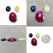 Red Ruby And Blue Yellow Sapphire Gemstone Rose Cut : Natural Untreated Unheated Ruby Egg Shape 3pcs Set