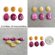 Red Ruby And Yellow Sapphire Gemstone Rose Cut : Natural Untreated Unheated Ruby Sapphire Oval & Egg Shape Set