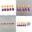 Red Ruby And Yellow Sapphire Gemstone Rose Cut : Natural Untreated Unheated Ruby Sapphire Oval & Egg Shape Set