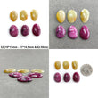 Red Ruby And Yellow Sapphire Gemstone Rose Cut : Natural Untreated Unheated Ruby Sapphire Oval & Egg Shape 6pcs Set
