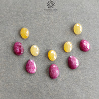 रूबी और पीला नीलम रत्न गुलाब कट: 28.10cts प्राकृतिक अनुपचारित रूबी नीलम अंडे का आकार 9*7mm - 12*8mm 10pcs