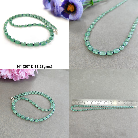 Quartz & Sapphire Beads Necklace : 925 Sterling Silver Natural Green Quartz Blue Sapphire Briolette Faceted Cushion Beaded Necklace