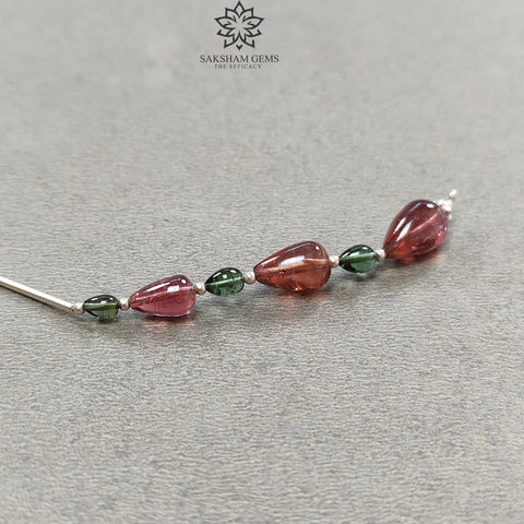 Watermelon Tourmaline Gemstone Loose Beads : 9.35cts Natural Multi Color Tourmaline Plain Teardrops Nuggets 4mm - 11mm