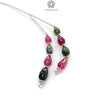 Watermelon Tourmaline Gemstone Loose Beads : 12.00cts Natural Multi Color Tourmaline Plain Teardrops Nuggets 6mm - 10mm