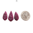 Ruby Gemstone Carving : 27.50cts Natural Untreated Unheated Red Ruby Hand Carved Uneven Shape 23*11mm - 26*12mm 3pcs