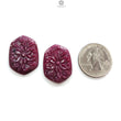 Ruby Gemstone Carving : 45.80cts Natural Untreated Unheated Red Ruby Hand Carved Uneven Shape 26*19mm Pair