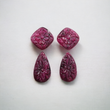 Ruby Gemstone Carving : 53.70cts Natural Untreated Unheated Red Ruby Hand Carved Pear & Cushion Shape 11.5mm - 24*13mm 4pcs
