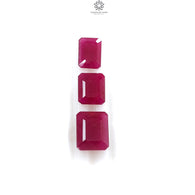 Ruby Gemstone Normal Cut : 19.30cts Natural Untreated Unheated Red Ruby Baguette Shape 11.5*8.5mm - 13*11mm 3pcs