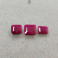 Ruby Gemstone Normal Cut : 19.30cts Natural Untreated Unheated Red Ruby Baguette Shape 11.5*8.5mm - 13*11mm 3pcs