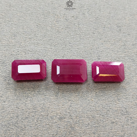 Ruby Gemstone Normal Cut : 20.00cts Natural Untreated Unheated Red Ruby Baguette Shape 13*8mm - 14*9mm 3pcs