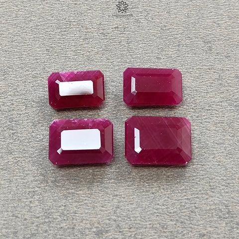 Ruby Gemstone Normal Cut : 23.80cts Natural Untreated Unheated Red Ruby Baguette Shape 11.5*7.5mm - 13*9.5mm 4pcs