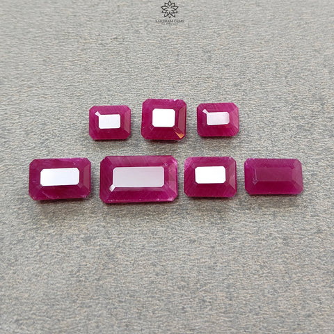 Ruby Gemstone Normal Cut : 25.70cts Natural Untreated Unheated Red Ruby Baguette Shape 8*6.5mm - 15*11mm 7pcs