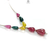 Watermelon Tourmaline Gemstone Loose Beads : 23.00cts Natural Multi Color Tourmaline Plain Teardrops Nuggets 8mm - 12mm