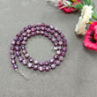 Raspberry Sheen Purple Pink Sapphire Gemstone Beads Necklace: 31.19gms Natural Sapphire Round Shape Side Faceted Necklace 6mm - 7mm 21"