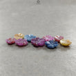 MULTI SAPPHIRE Gemstone Carving : Natural Untreated Sheen Sapphire Hand Carved FLOWER 11mm - 15mm 9pcs Sets