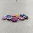 MULTI SAPPHIRE Gemstone Carving : Natural Untreated Sheen Sapphire Hand Carved FLOWER 11mm - 16mm Sets