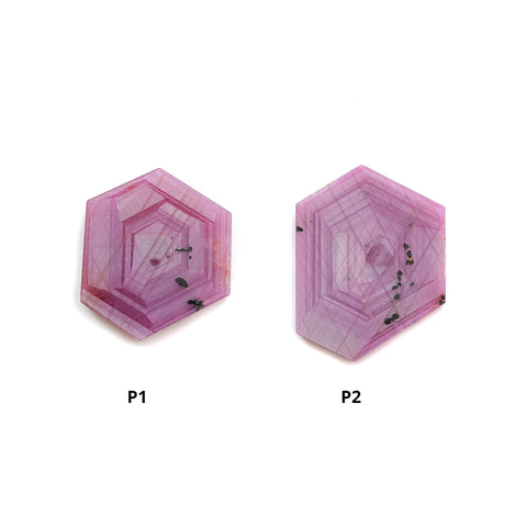 Rosemary Sheen SAPPHIRE Gemstone Flat Slices : Natural Untreated Unheated Pink Sapphire Hexagon Shape 1pc