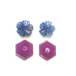 Rosemary Sheen SAPPHIRE Gemstone Flat Slices & Flower Carving : Natural Untreated Unheated Multi Sapphire Round , Hexagon Shapes 4pcs Sets